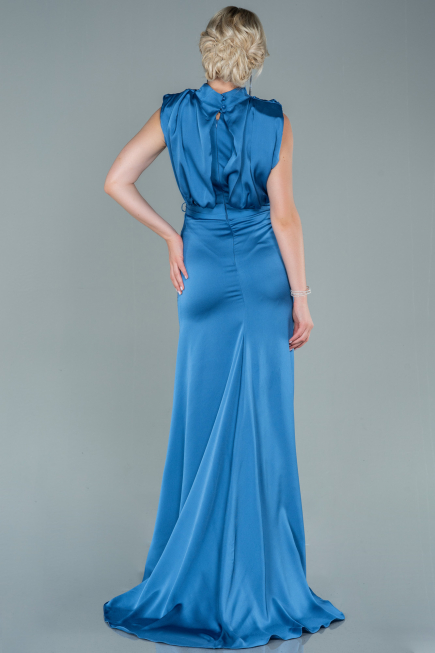 Indigo Long Satin Evening Dress ABU2133