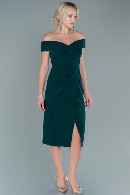 Midi Emerald Green Invitation Dress ABK1393