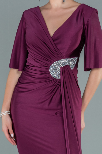 Cherry Colored Long Evening Dress ABU2443