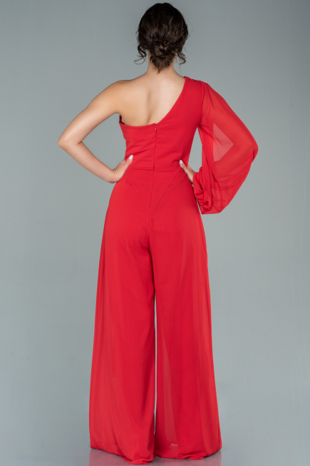 Long Red Chiffon Invitation Dress ABT078