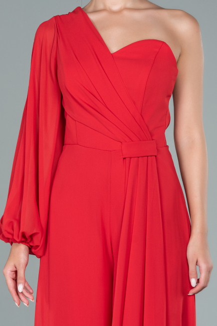 Long Red Chiffon Invitation Dress ABT078