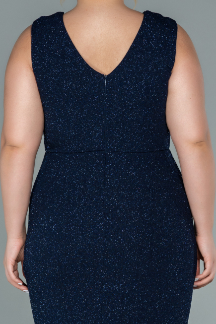 Midi Navy Blue Plus Size Evening Dress ABK1492