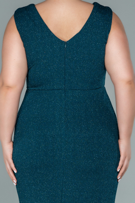 Midi Emerald Green Plus Size Evening Dress ABK1492