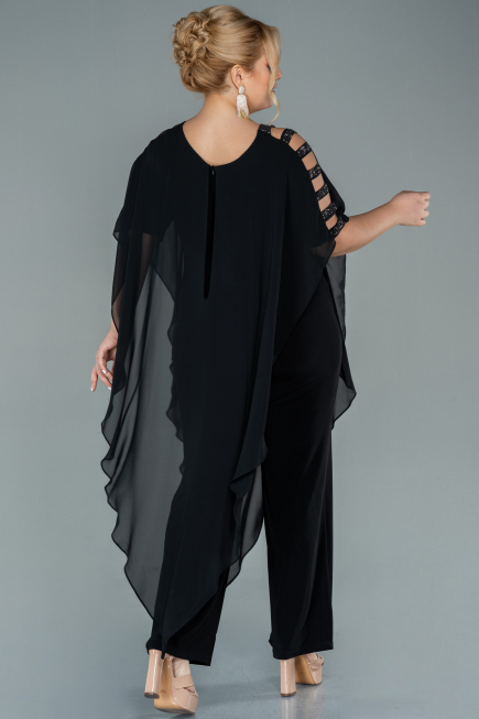 Black Chiffon Plus Size Evening Dress ABT080
