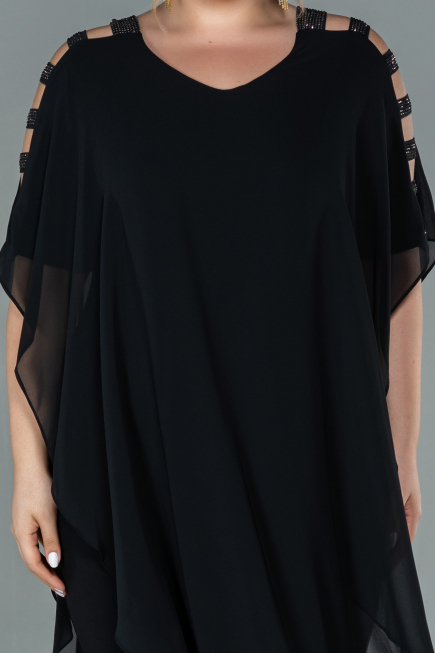 Black Chiffon Plus Size Evening Dress ABT080