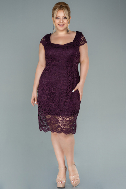 Plum Short Oversized Evening Dress ABK010
