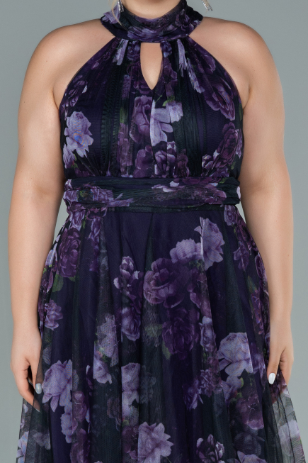 Short Purple Plus Size Evening Dress ABK1498