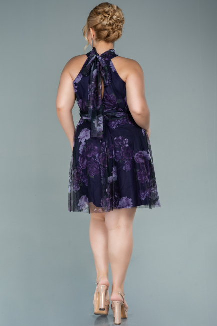 Short Purple Plus Size Evening Dress ABK1498