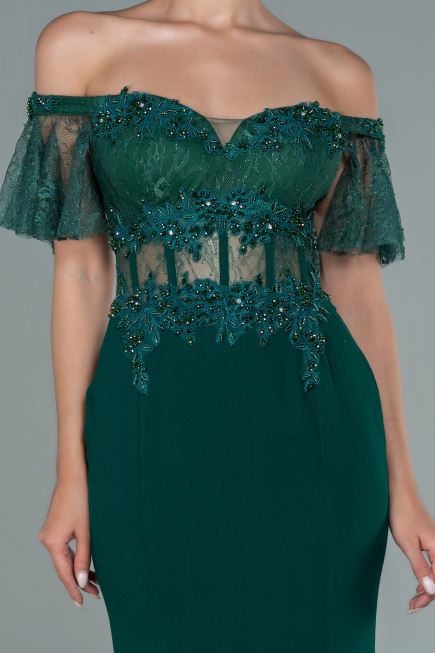 Long Emerald Green Dantelle Mermaid Prom Dress ABU2581