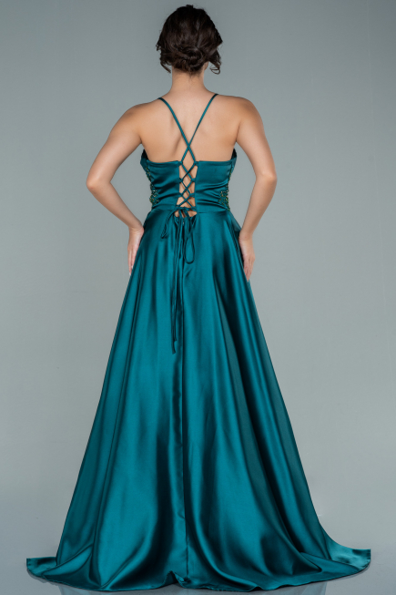 Long Emerald Green Satin Evening Dress ABU2583