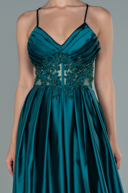 Long Emerald Green Satin Evening Dress ABU2583