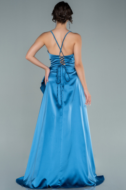 Long Indigo Satin Evening Dress ABU1843