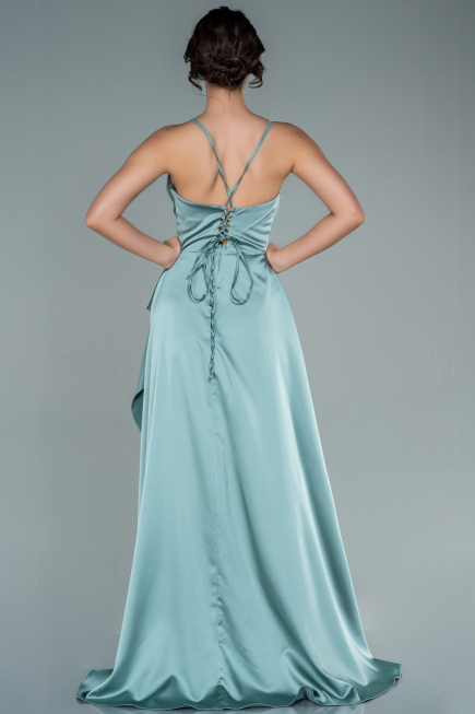 Mint Long Satin Evening Dress ABU1843