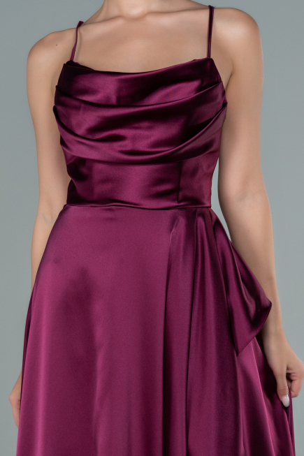 Long Plum Satin Evening Dress ABU1843