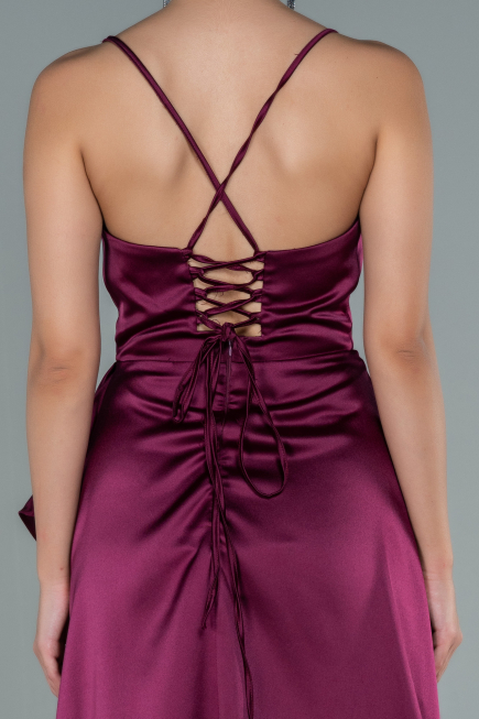 Long Plum Satin Evening Dress ABU1843