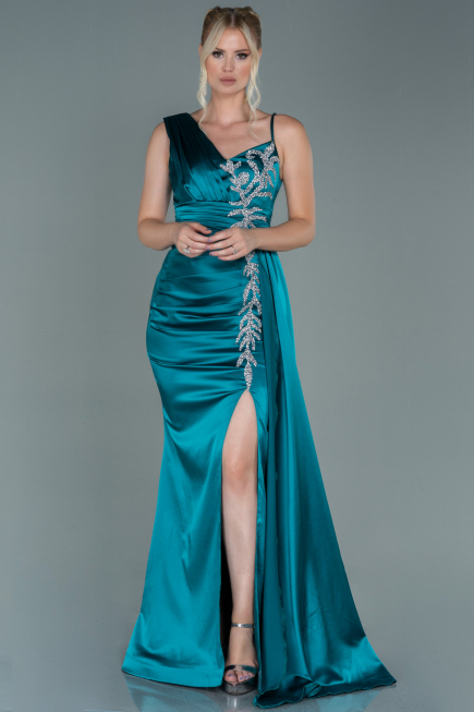 Long Emerald Green Satin Evening Dress ABU2598