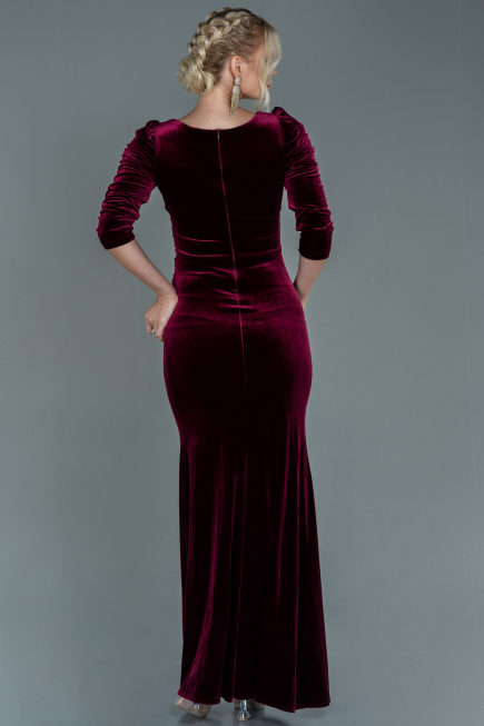 Long Burgundy Velvet Evening Dress ABU2604