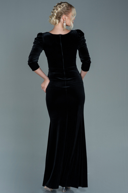 Long Black Velvet Evening Dress ABU2604