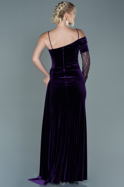 Long Dark Purple Velvet Evening Dress ABU2605