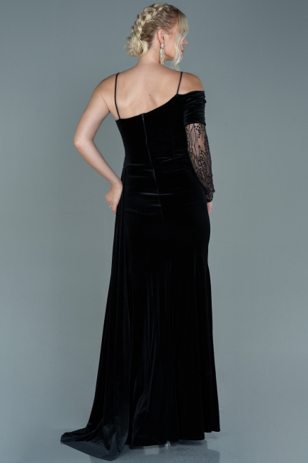 Long Black Velvet Evening Dress ABU2605