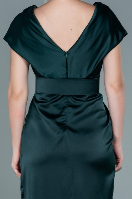 Emerald Green Short Satin Invitation Dress ABK1107