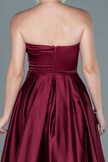 Long Burgundy Satin Evening Dress ABU2600