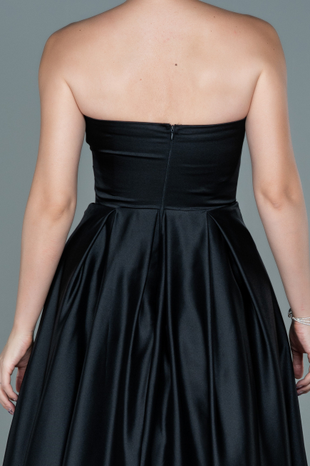 Long Black Satin Evening Dress ABU2600