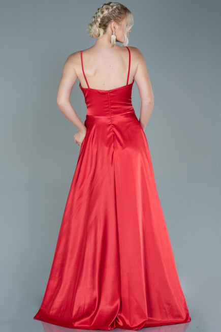 Long Red Satin Evening Dress ABU2593