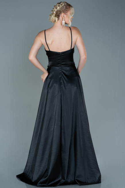 Long Black Satin Evening Dress ABU2593
