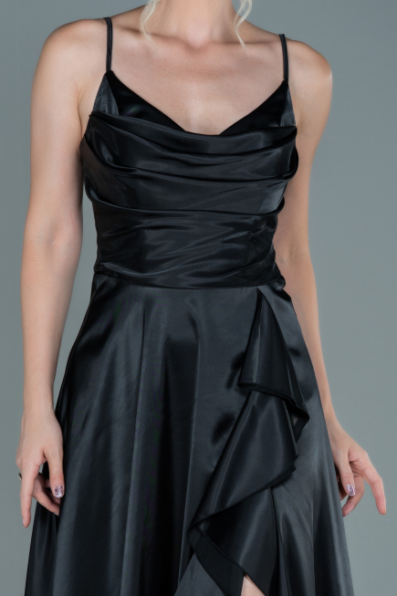 Long Black Satin Evening Dress ABU2593