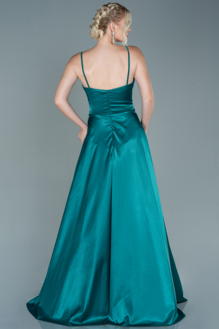 Long Emerald Green Satin Evening Dress ABU2593
