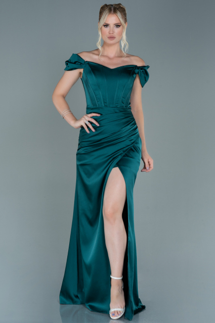 Long Emerald Green Satin Evening Dress ABU2608