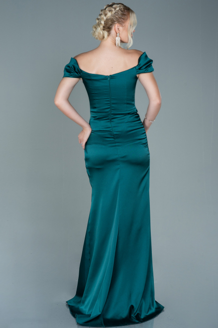 Long Emerald Green Satin Evening Dress ABU2608
