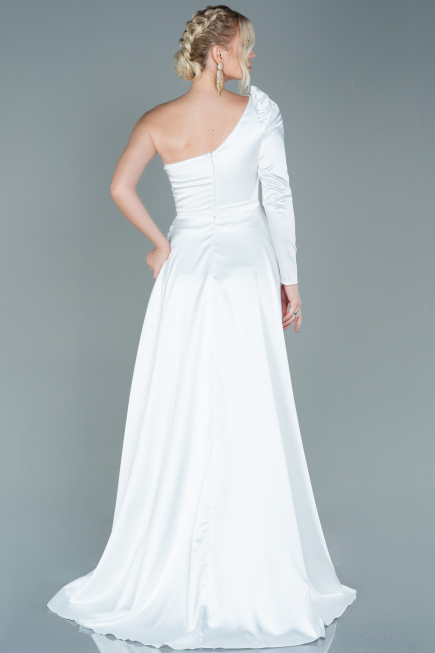 Long White Satin Evening Dress ABU2610