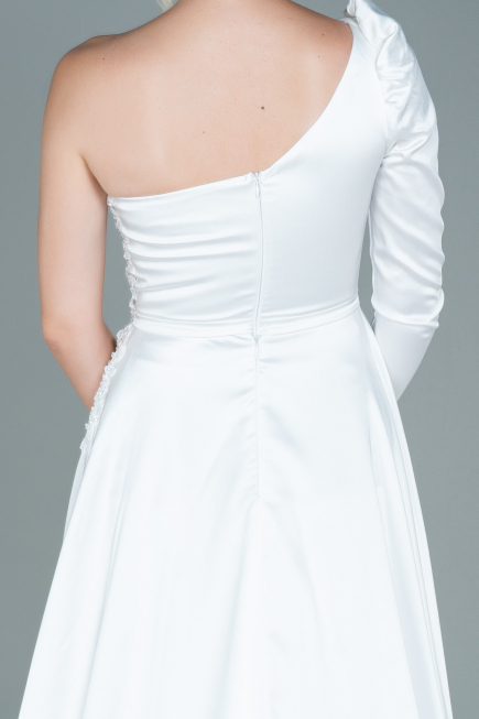 Long White Satin Evening Dress ABU2610