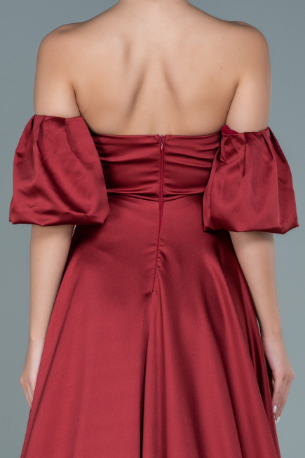 Long Burgundy Satin Evening Dress ABU2614