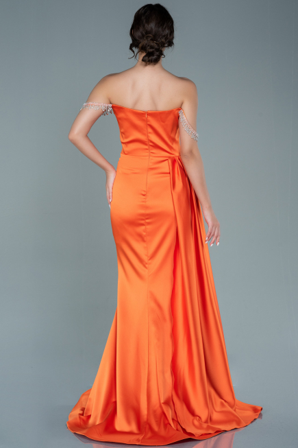 Long Orange Satin Evening Dress ABU2618
