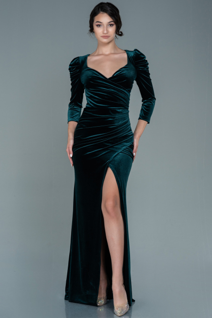 Long Emerald Green Velvet Evening Dress ABU2604