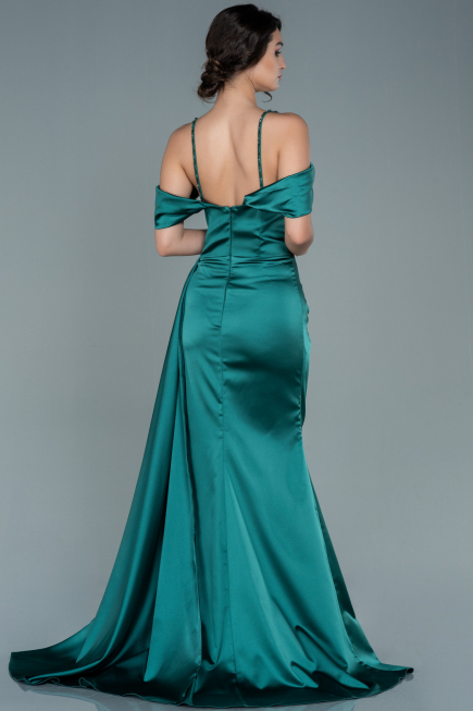 Long Emerald Green Satin Evening Dress ABU2379