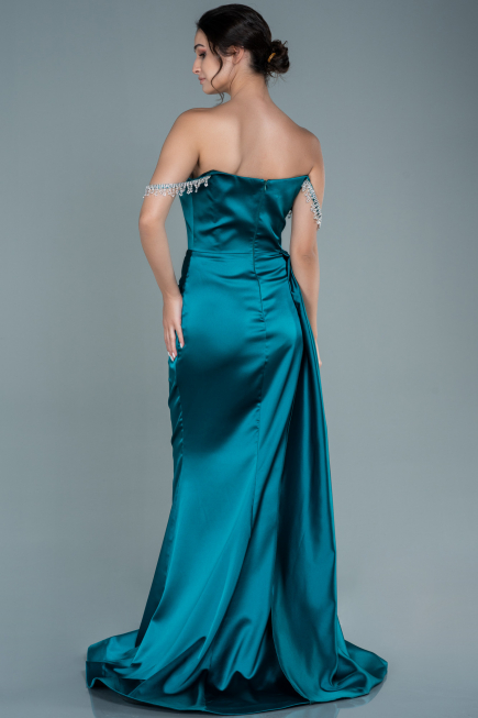 Long Emerald Green Satin Evening Dress ABU2618