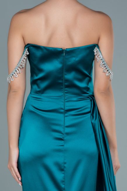 Long Emerald Green Satin Evening Dress ABU2618