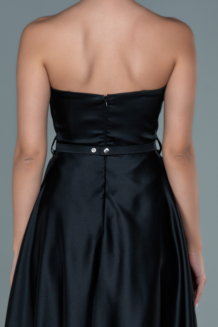 Midi Black Satin Evening Dress ABK1508