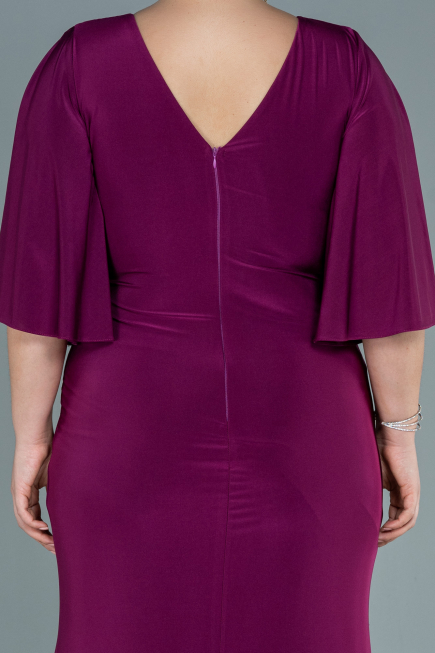Long Plum Satin Plus Size Evening Dress ABU2646