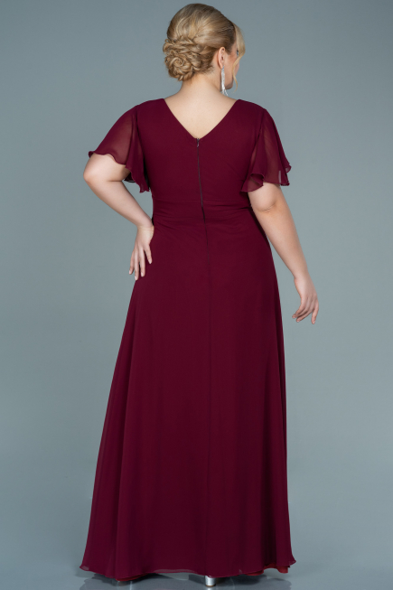 Plum Long Chiffon Plus Size Evening Dress ABU2308