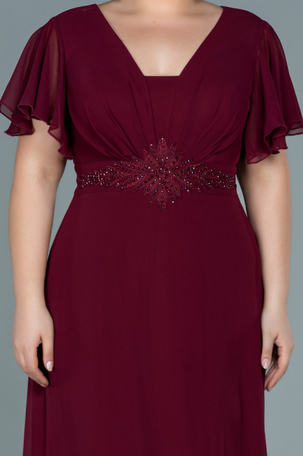 Plum Long Chiffon Plus Size Evening Dress ABU2308