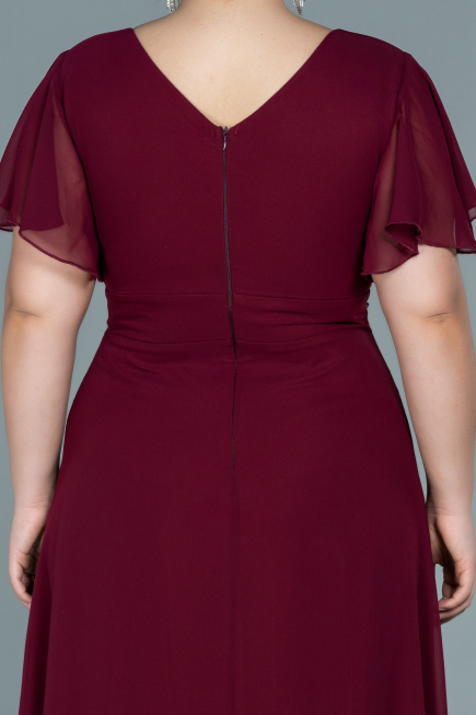 Plum Long Chiffon Plus Size Evening Dress ABU2308