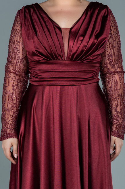 Long Burgundy Satin Oversized Evening Dress ABU2641