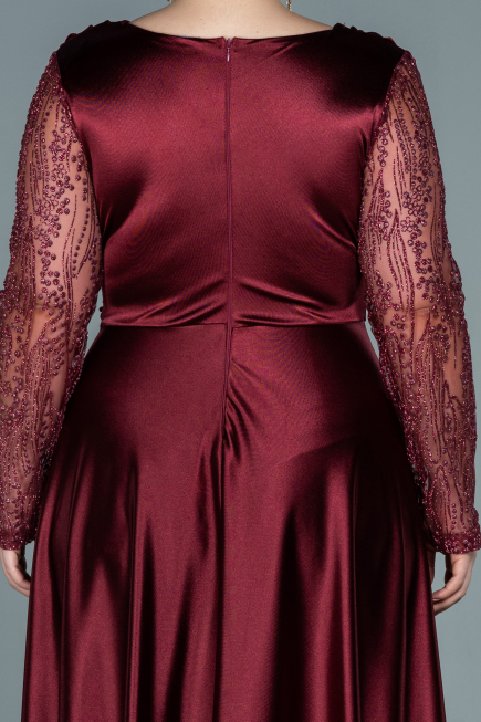Long Burgundy Satin Oversized Evening Dress ABU2641