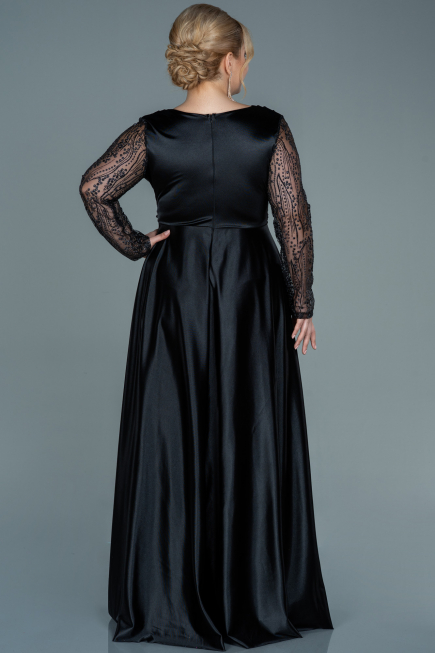 Long Black Satin Oversized Evening Dress ABU2641