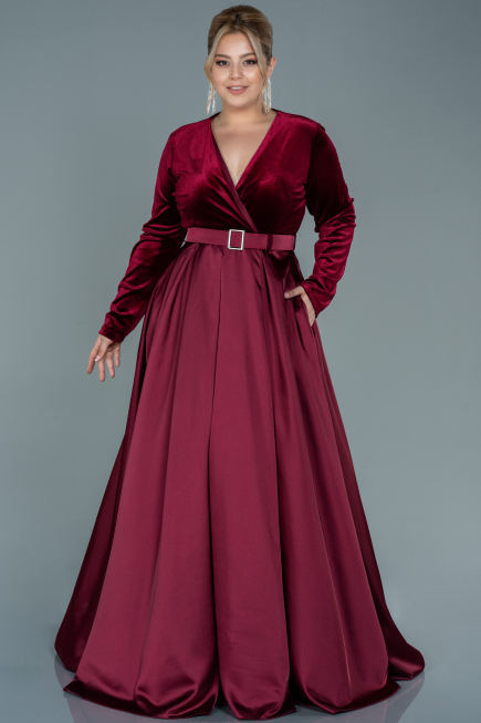 Burgundy Long Plus Size Evening Dress ABU2615